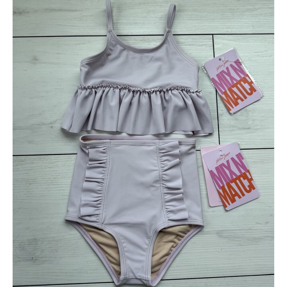 KORTNI JEANE MINI Baby Girl All Ruffled Up Swim Top + Bottoms 18-24 M Purple